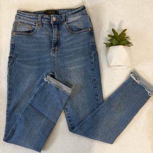 Blue skinny Jeans ,Size 5 , high rise with slight ankle folds